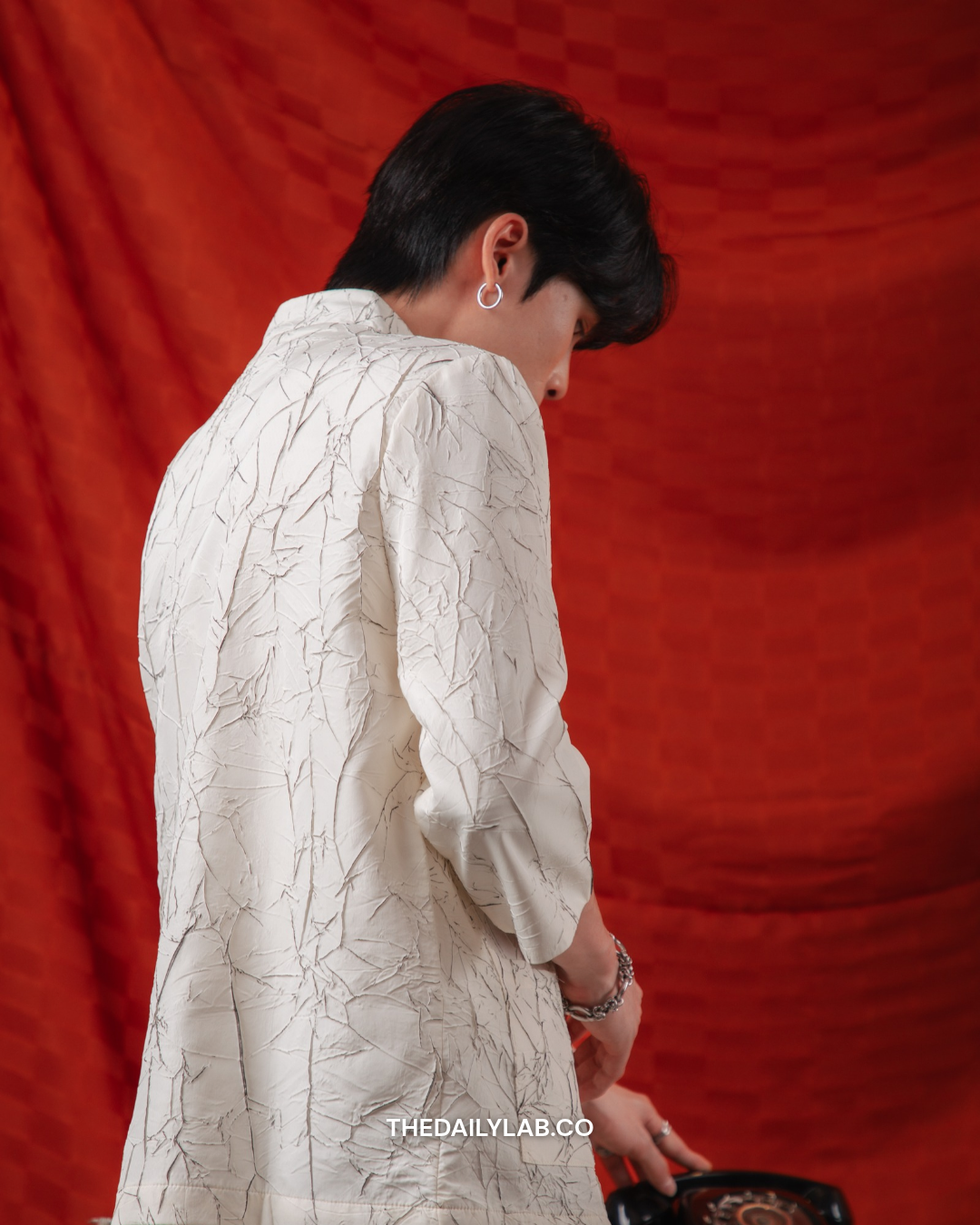Crinkle Heritage Tang Shirt in White
