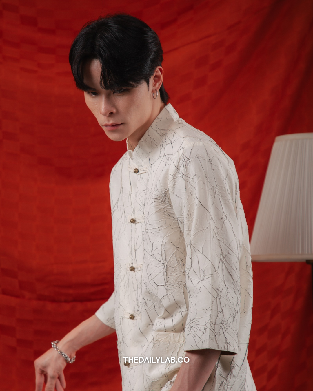 Crinkle Heritage Tang Shirt in White
