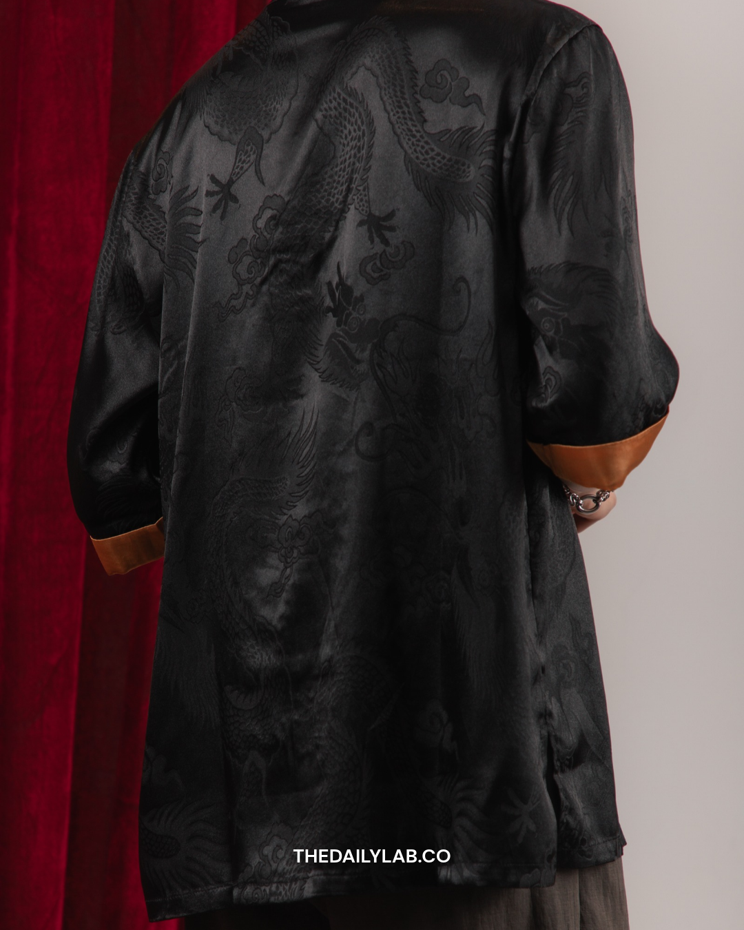 Golden Dragon Tang Shirt in Black