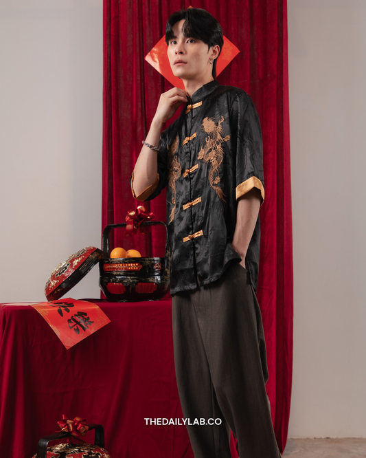 Golden Dragon Tang Shirt in Black