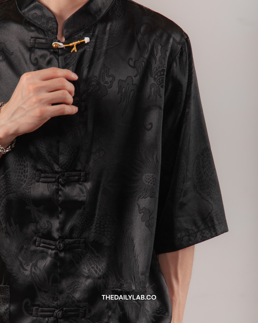 Imperial Dragon Tang Shirt in Black