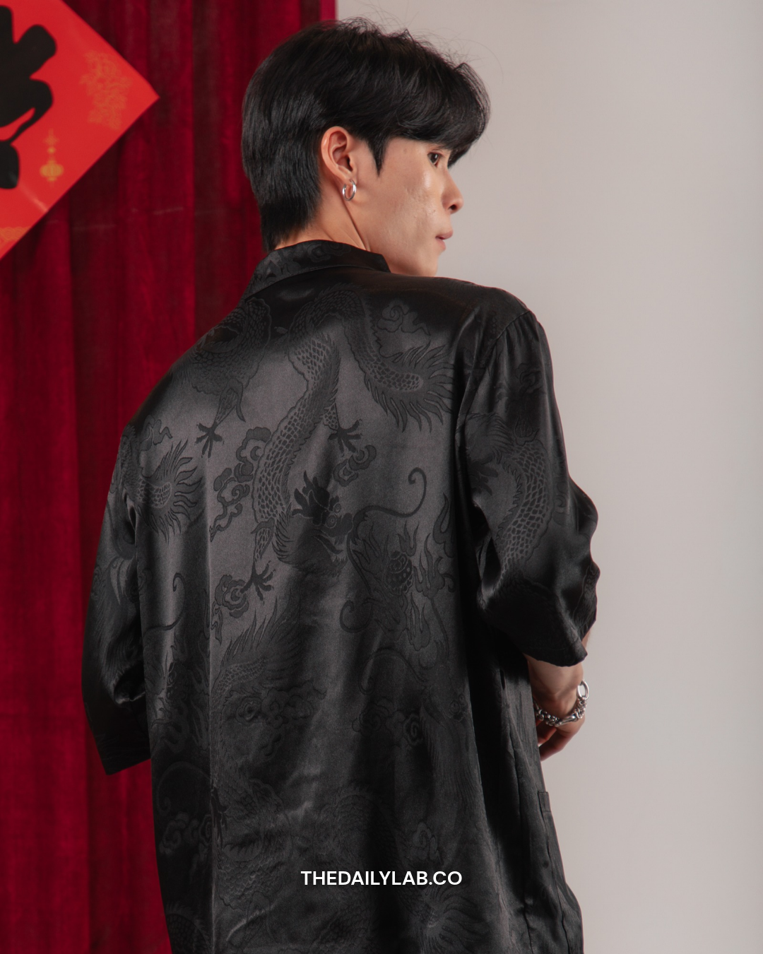 Imperial Dragon Tang Shirt in Black