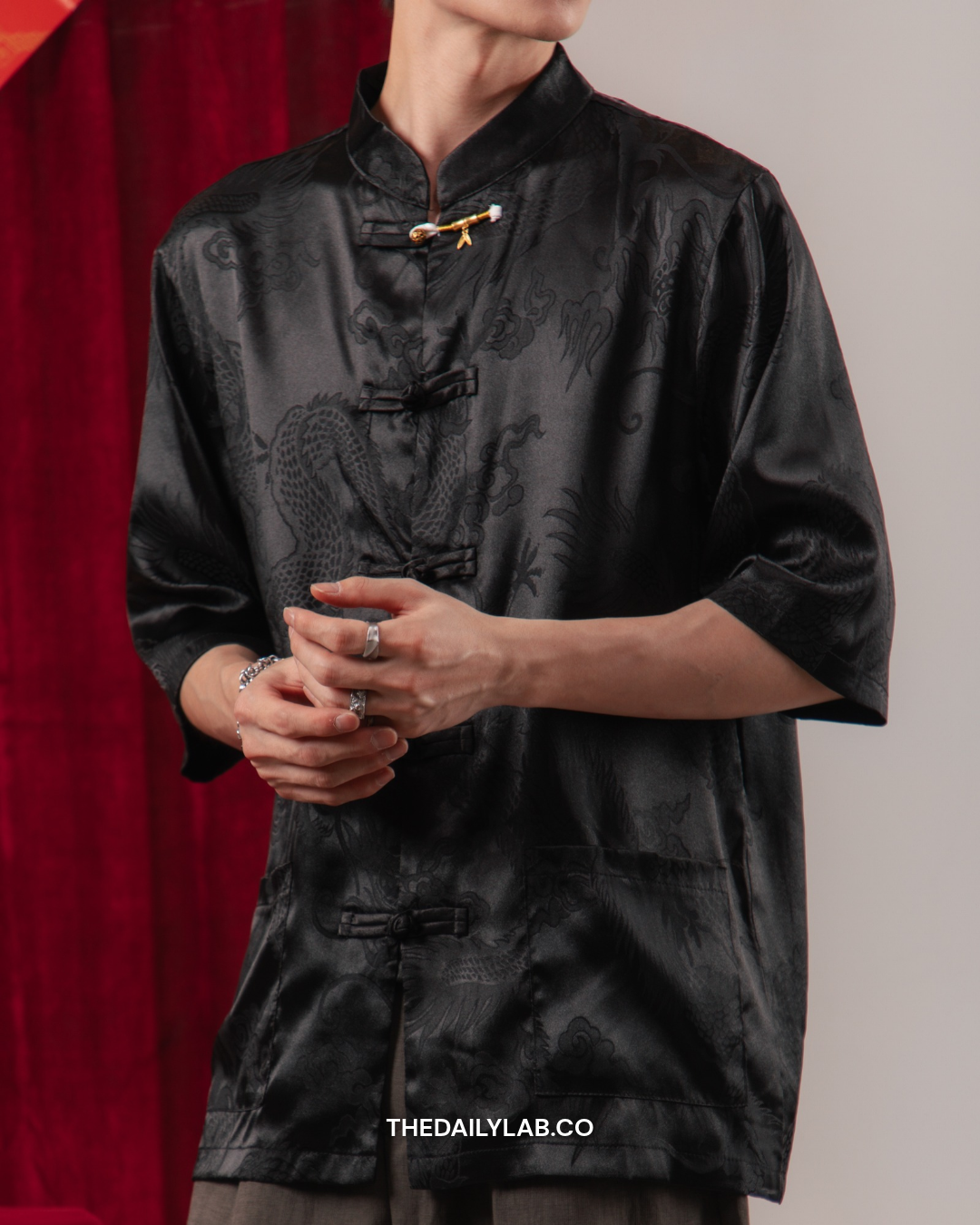 Imperial Dragon Tang Shirt in Black