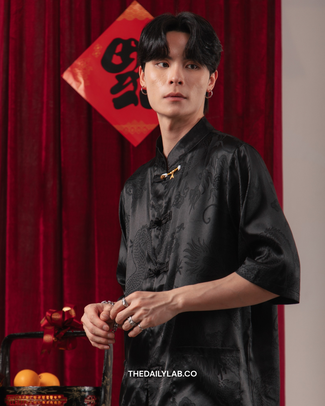 Imperial Dragon Tang Shirt in Black