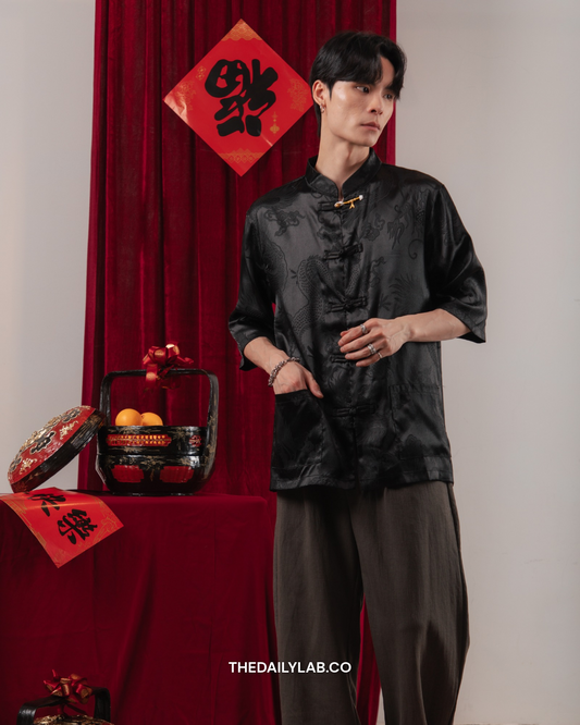 Imperial Dragon Tang Shirt in Black