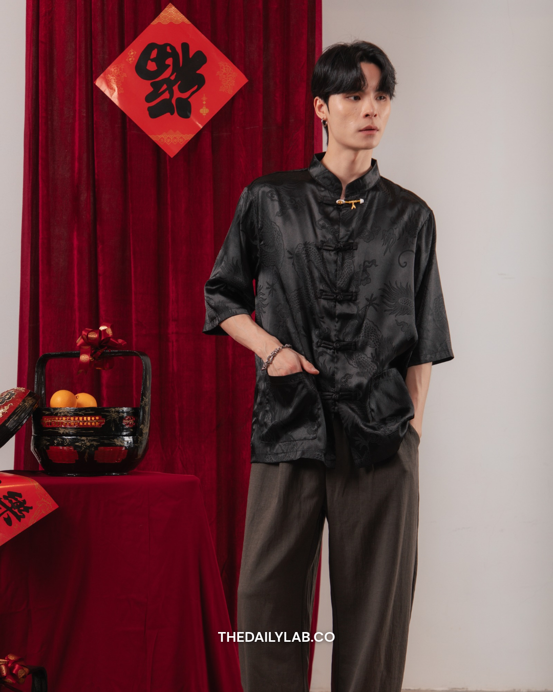 Imperial Dragon Tang Shirt in Black