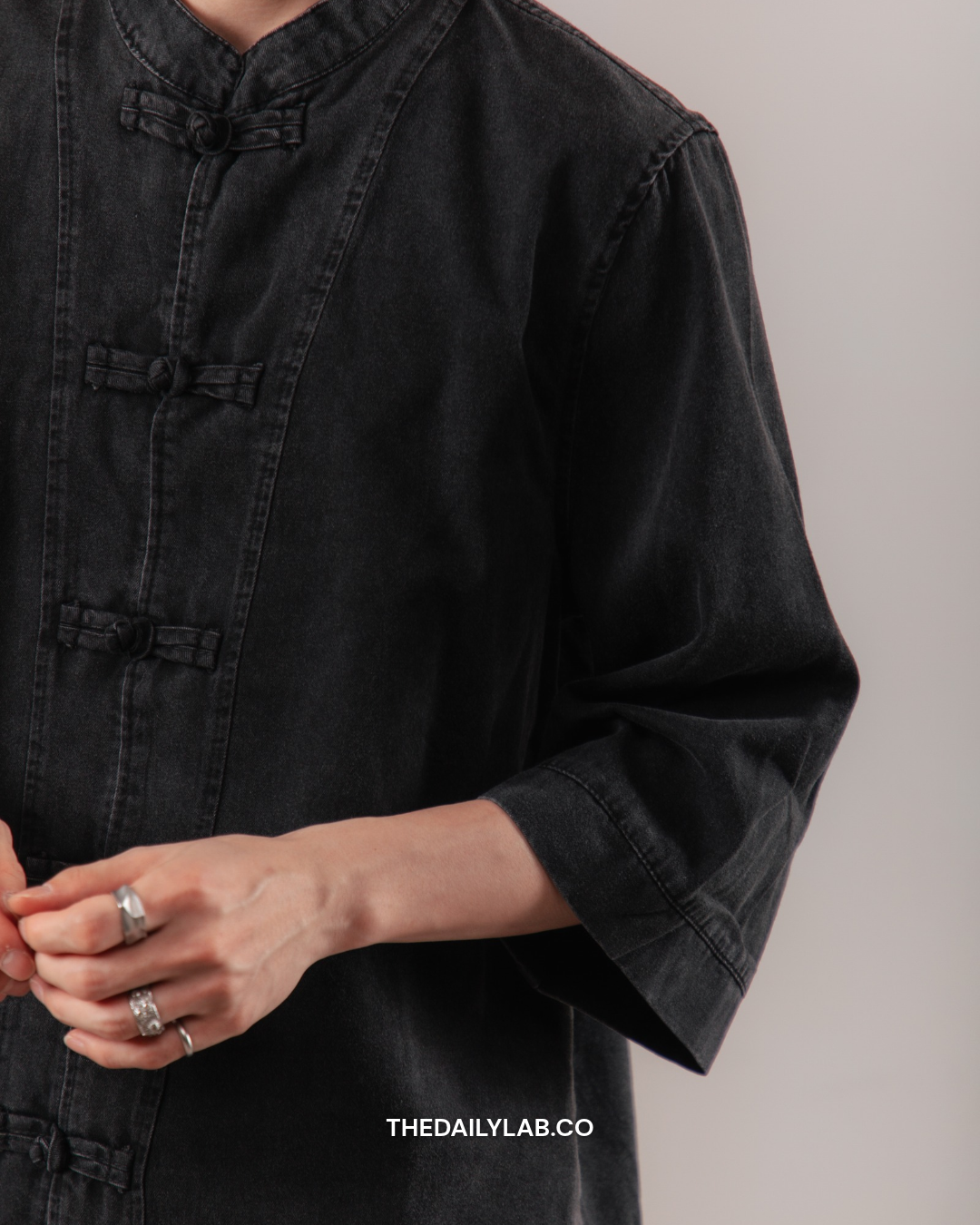 Retro Chinese Denim Jacket in Black