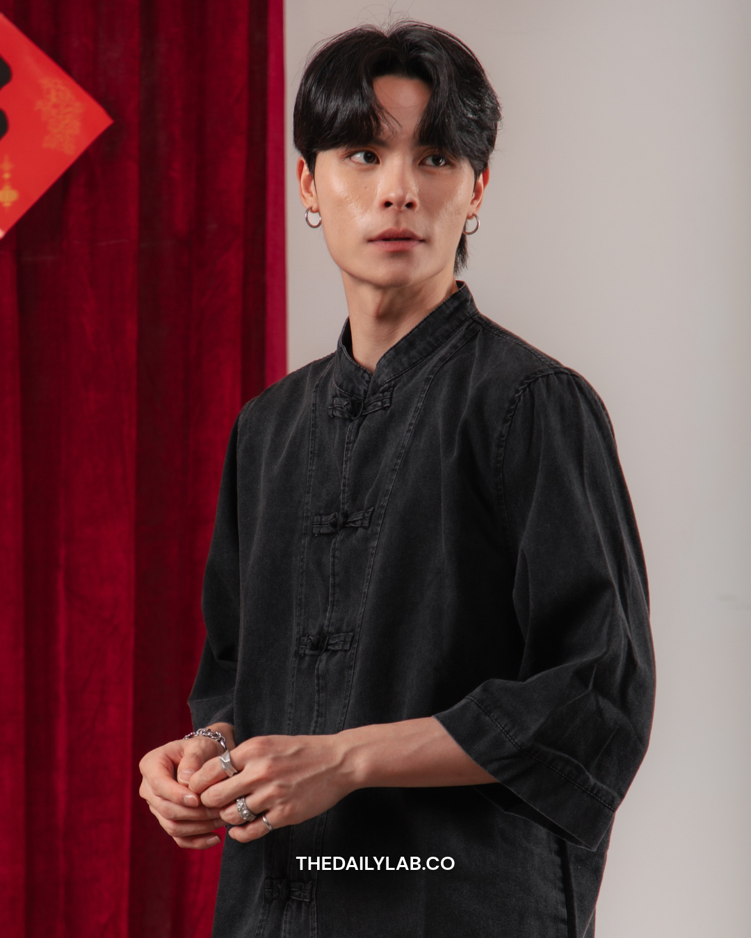 Retro Chinese Denim Jacket in Black