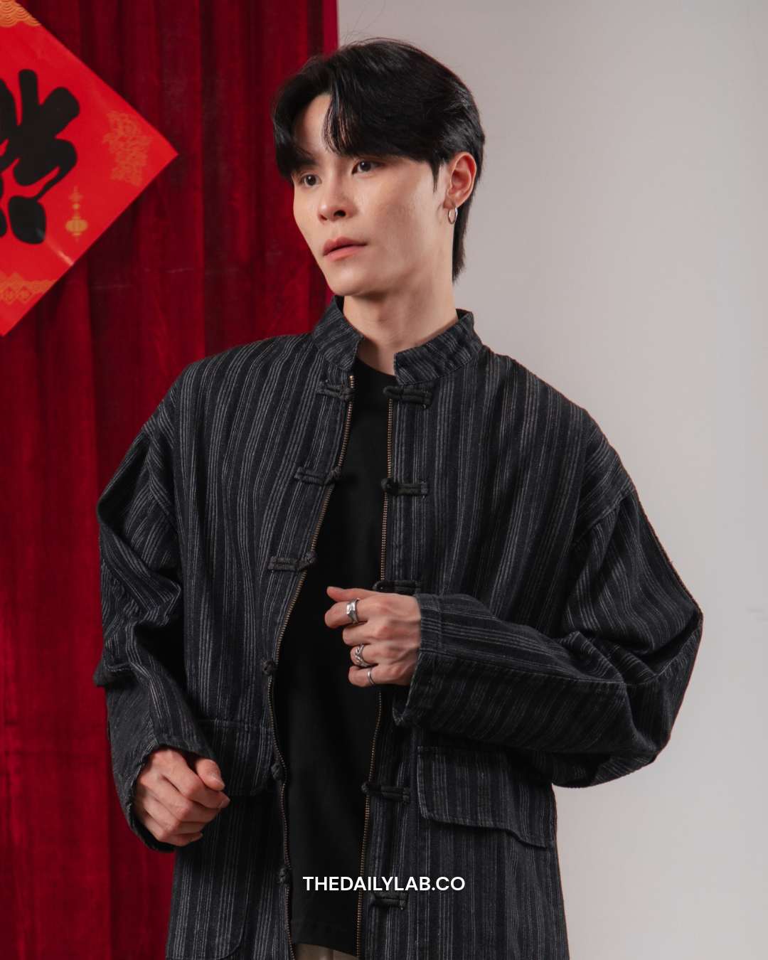 Vintage Chinese Denim Tang Jacket  in Black