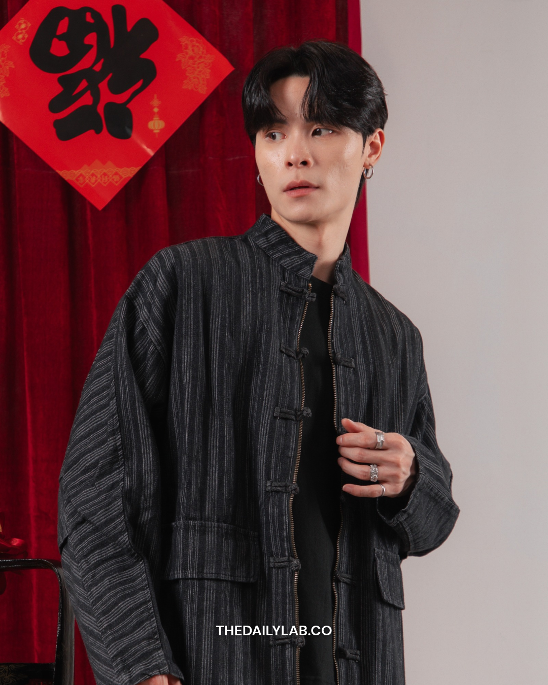 Vintage Chinese Denim Tang Jacket  in Black