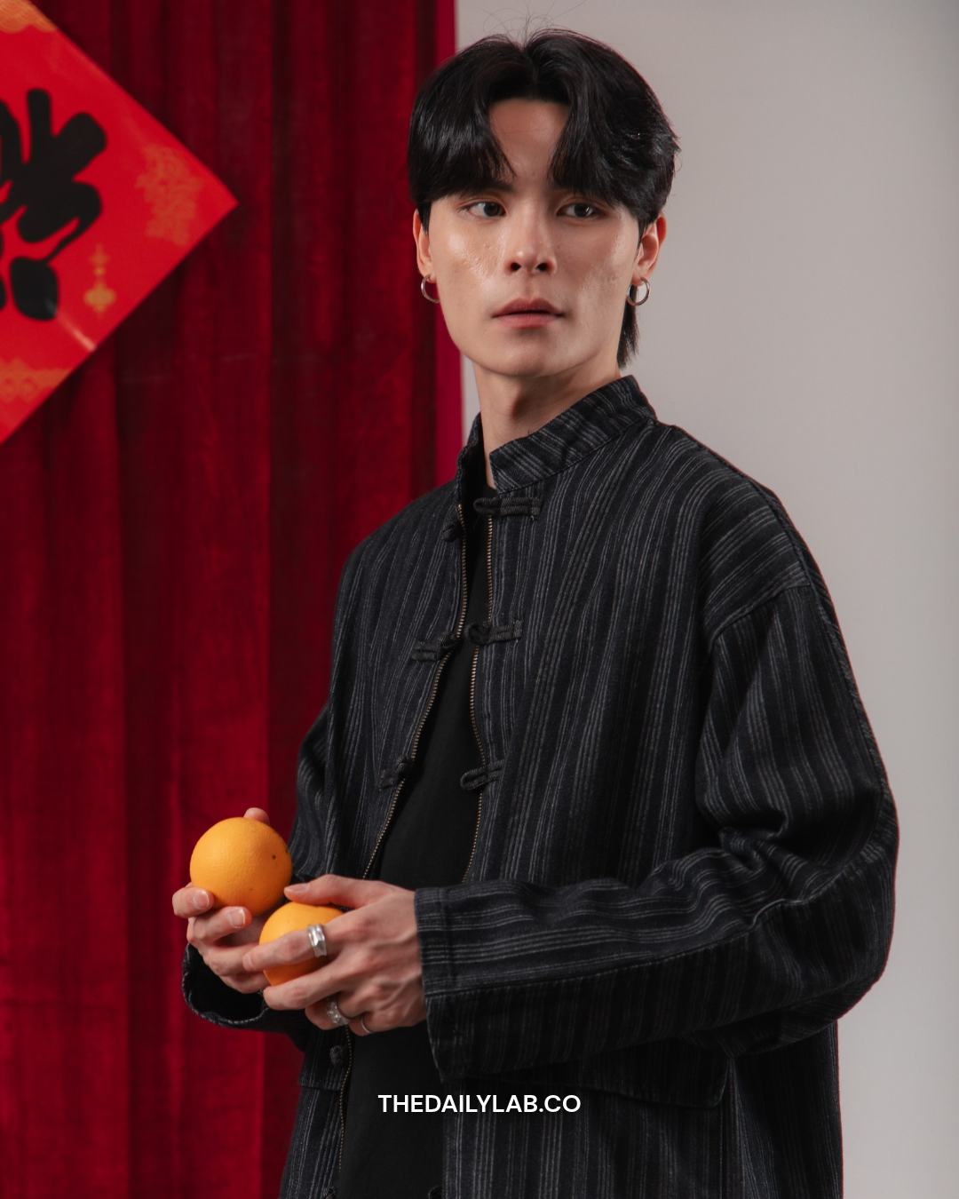 Vintage Chinese Denim Tang Jacket  in Black