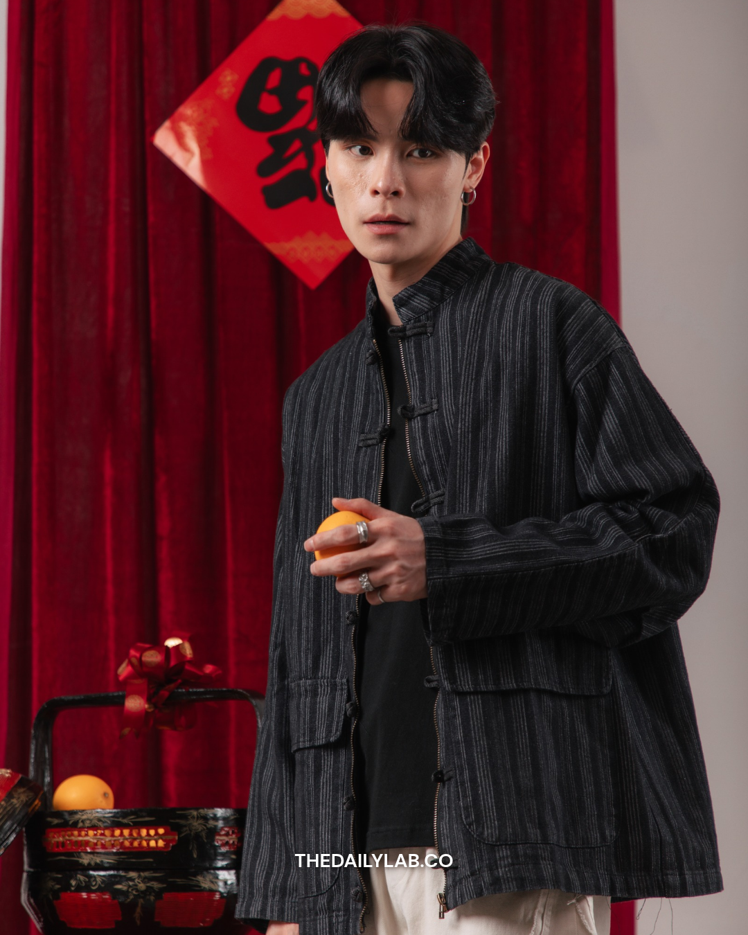Vintage Chinese Denim Tang Jacket  in Black