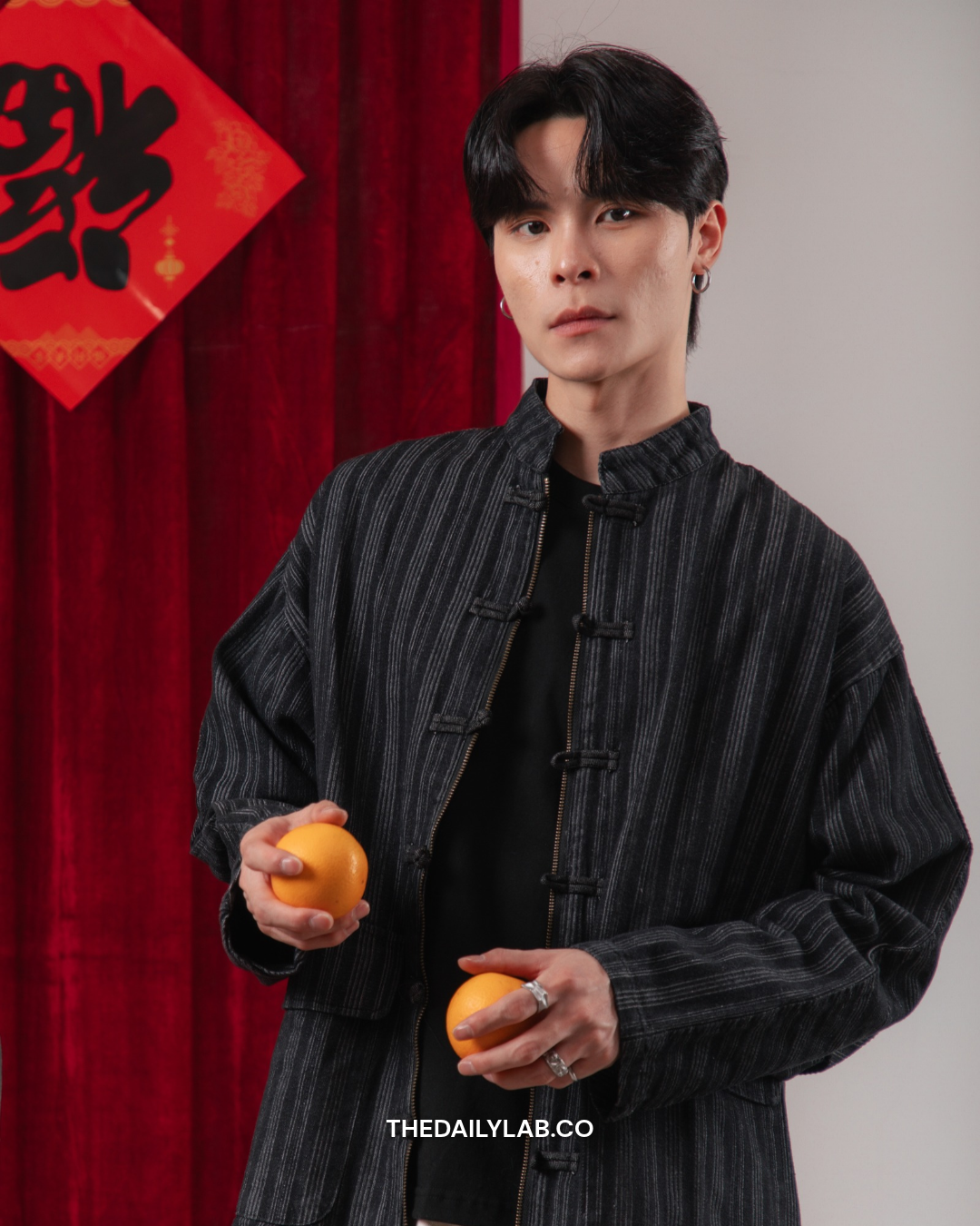 Vintage Chinese Denim Tang Jacket  in Black