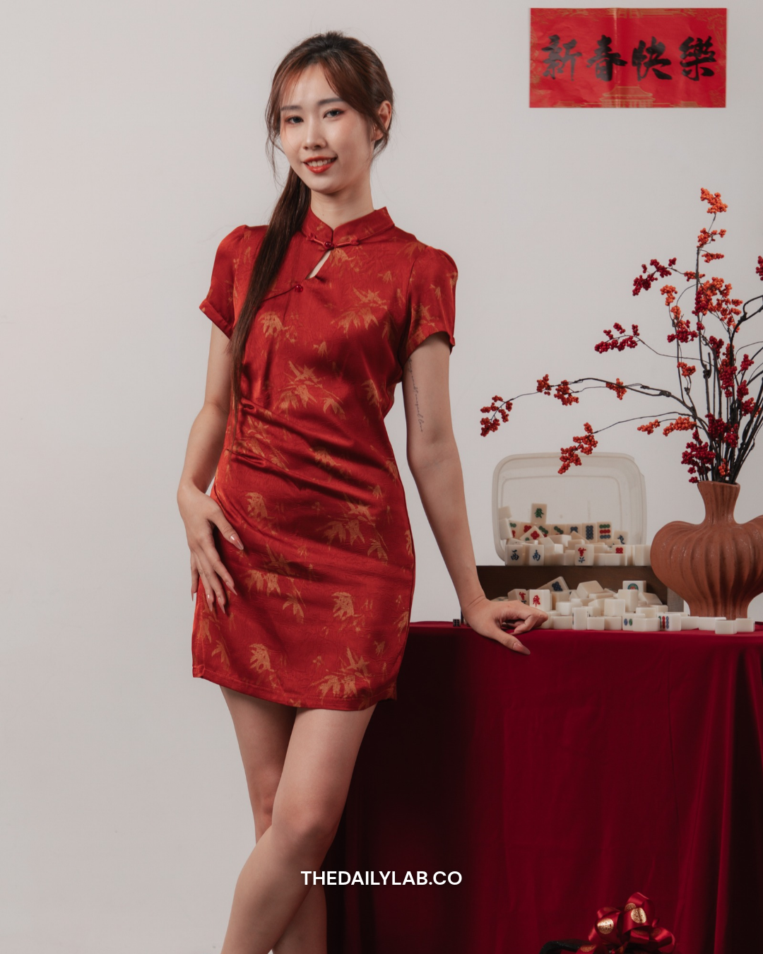 Scarlet Bamboo Qipao Dress