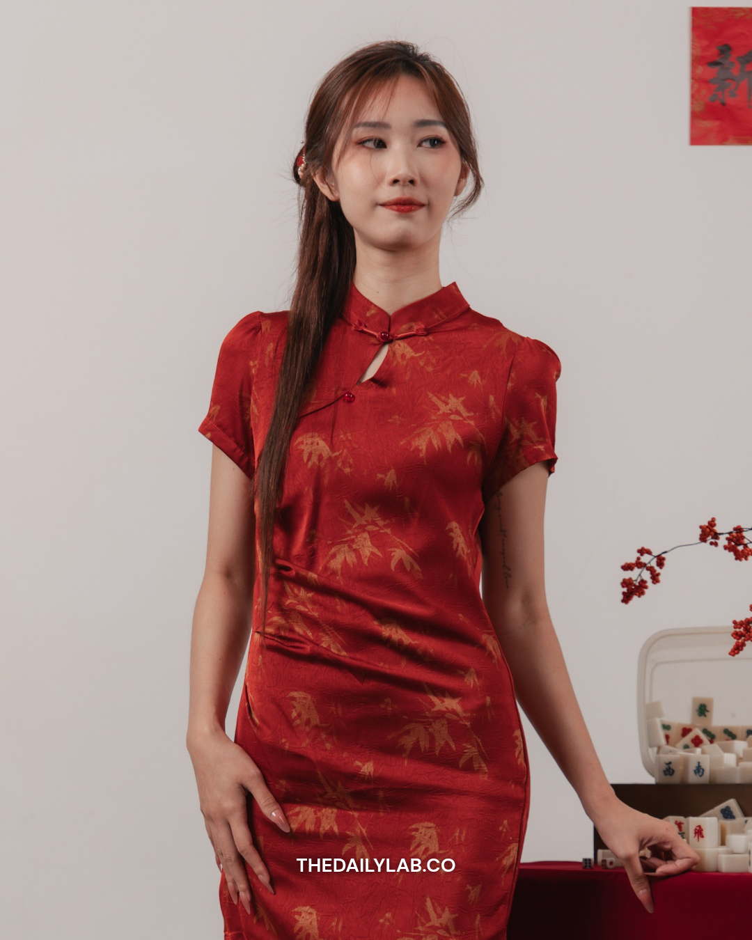 Scarlet Bamboo Qipao Dress