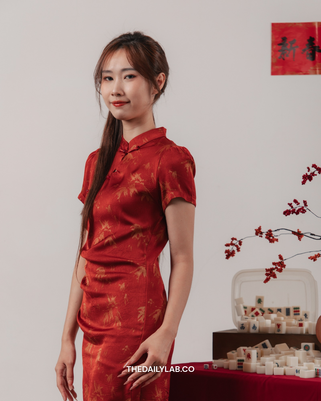 Scarlet Bamboo Qipao Dress