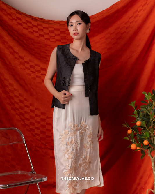 Ivory Blossom Jacquard Skirt