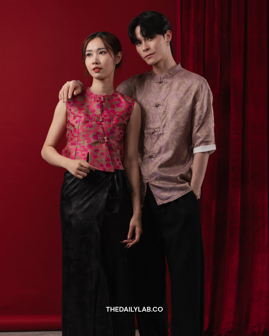 Mercury Brocade Tang Shirt in Violet