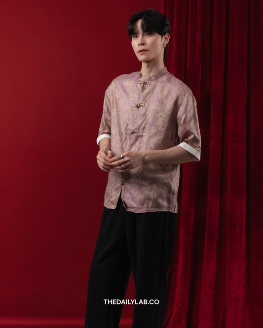 Mercury Brocade Tang Shirt in Violet