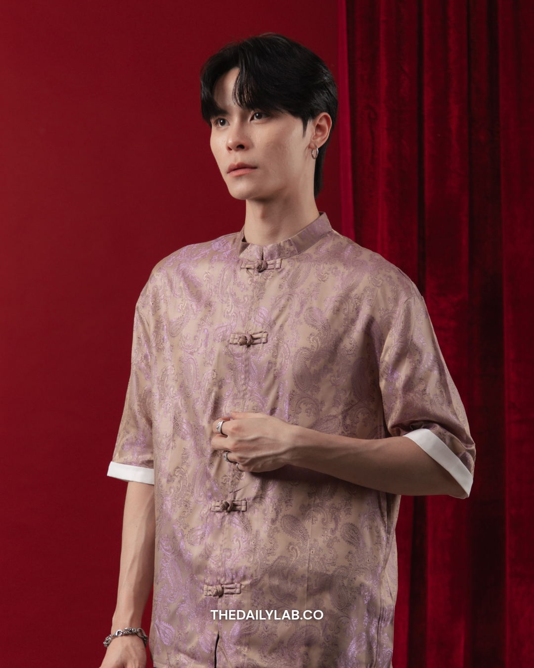 Mercury Brocade Tang Shirt in Violet
