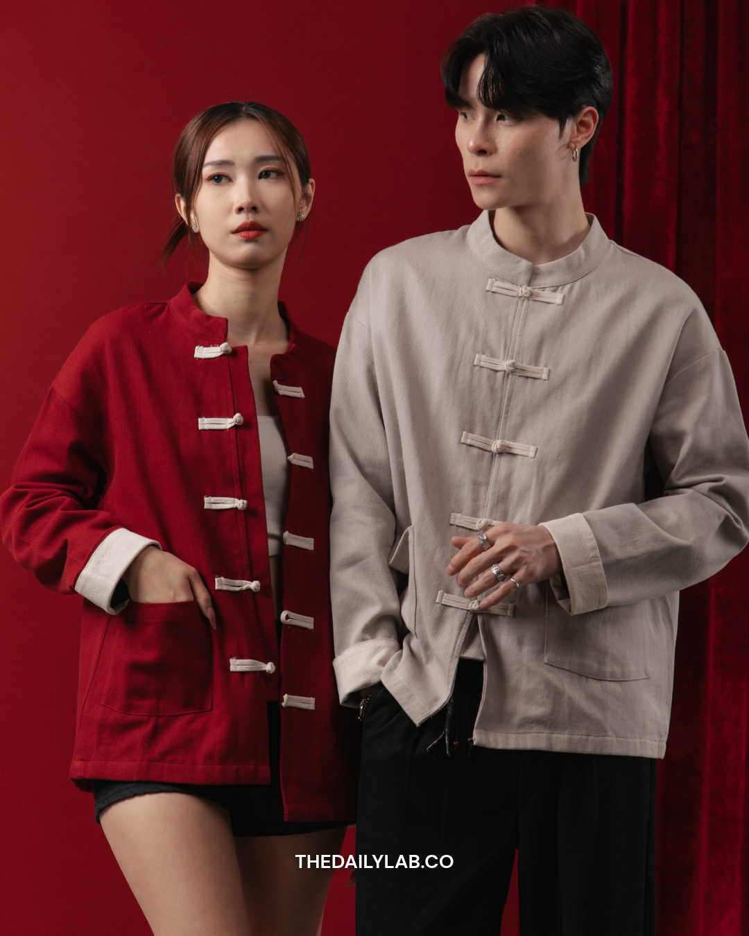 Auspicious Knot Tang Jacket in Red