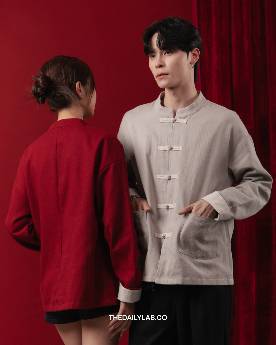 Auspicious Knot Tang Jacket in Red