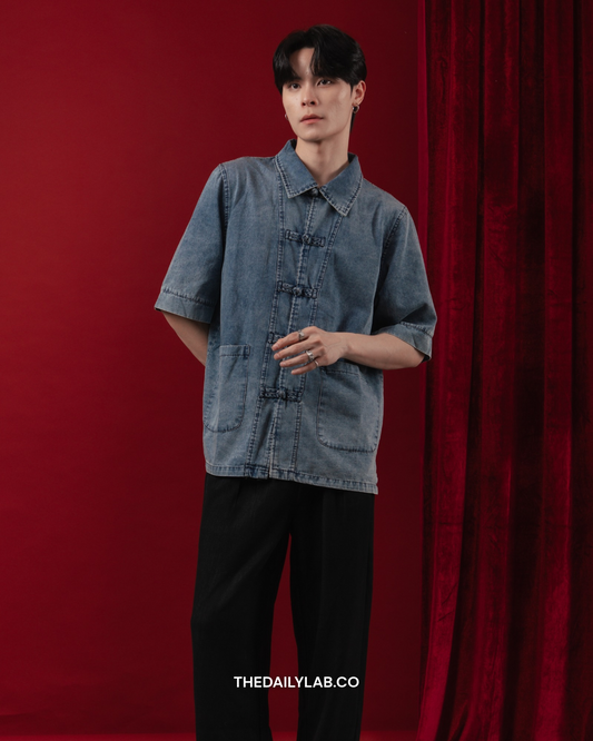 Azure Mist Denim Tang Shirt in Blue