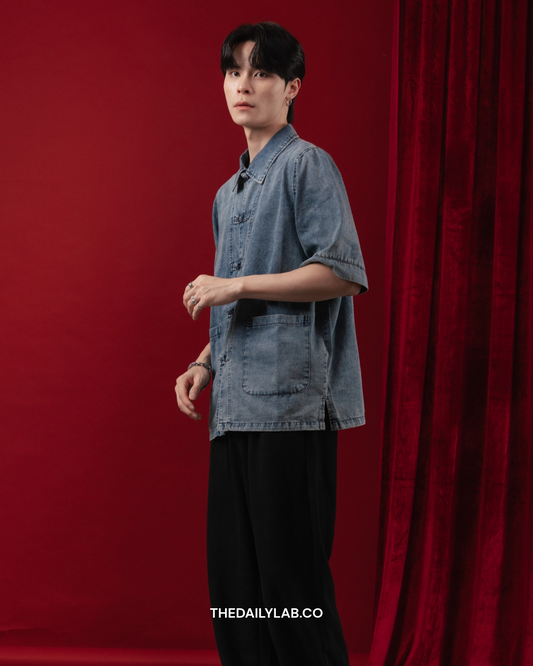 Azure Mist Denim Tang Shirt in Blue