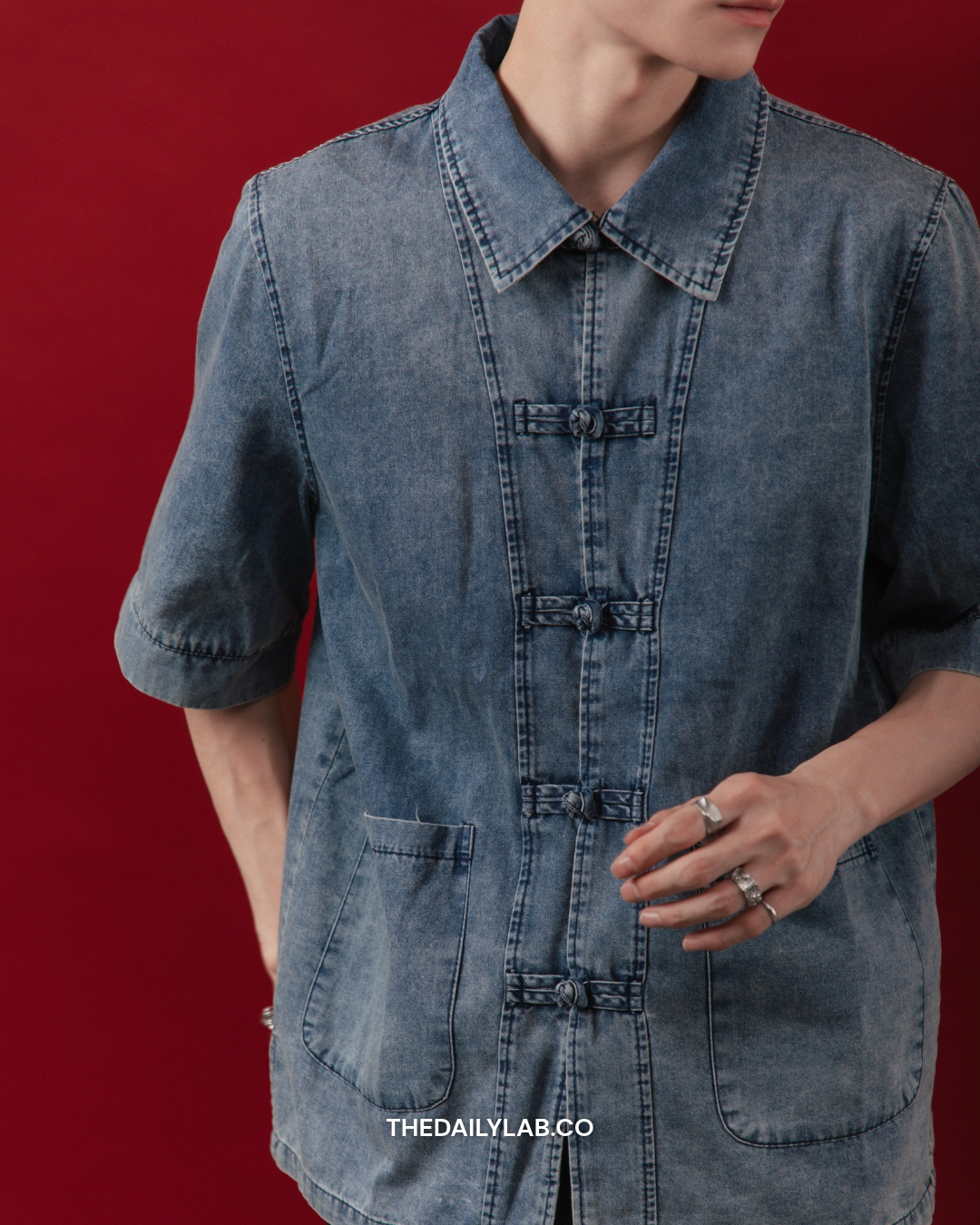 Azure Mist Denim Tang Shirt in Blue