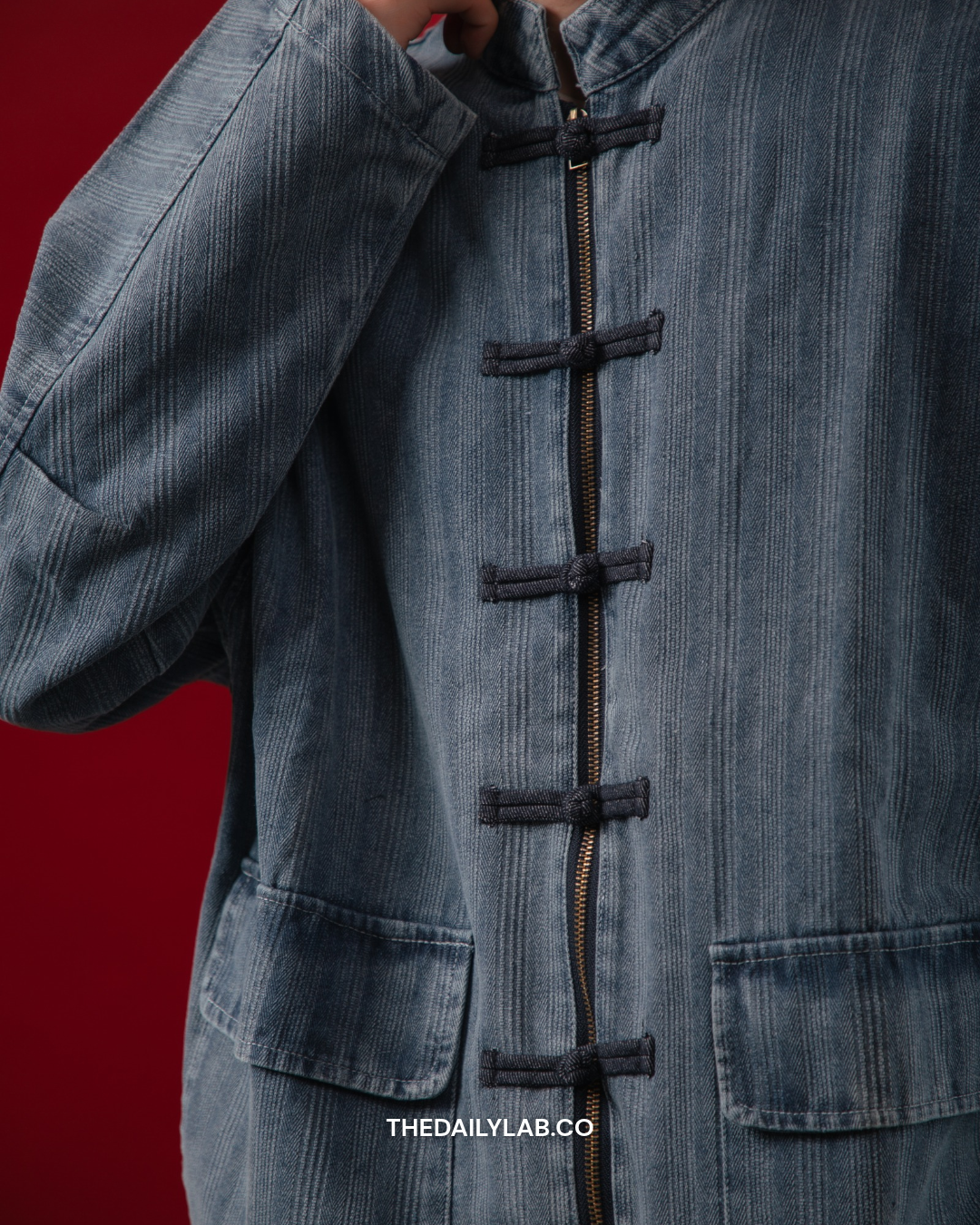 Vintage Chinese Denim Tang Jacket  in Blue