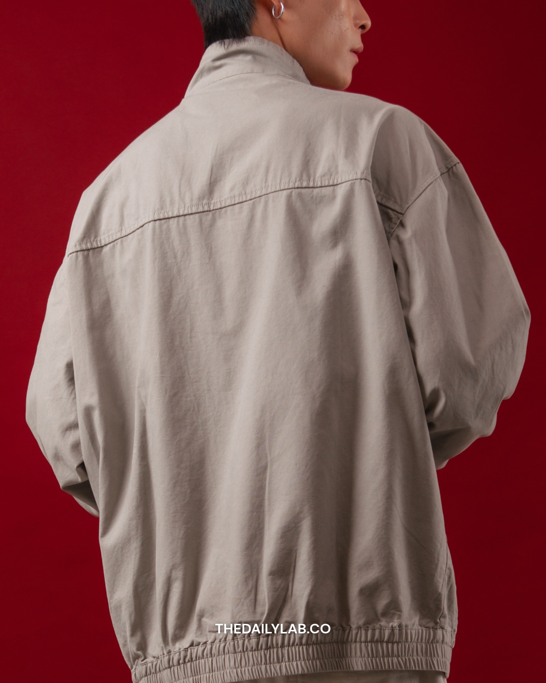 Vintage Knot Bomber Jacket in Light Grey