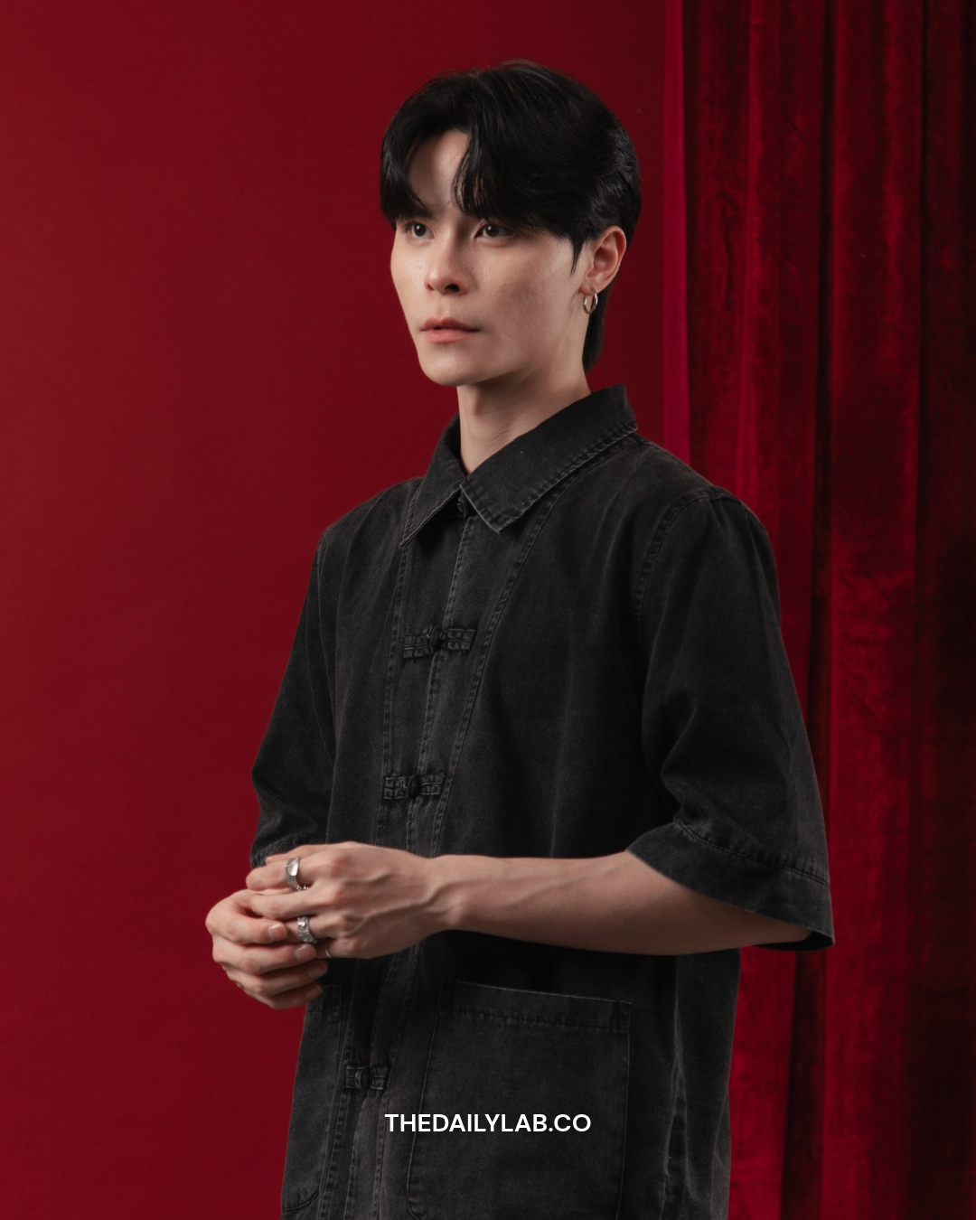 Azure Mist Denim Tang Shirt in Black