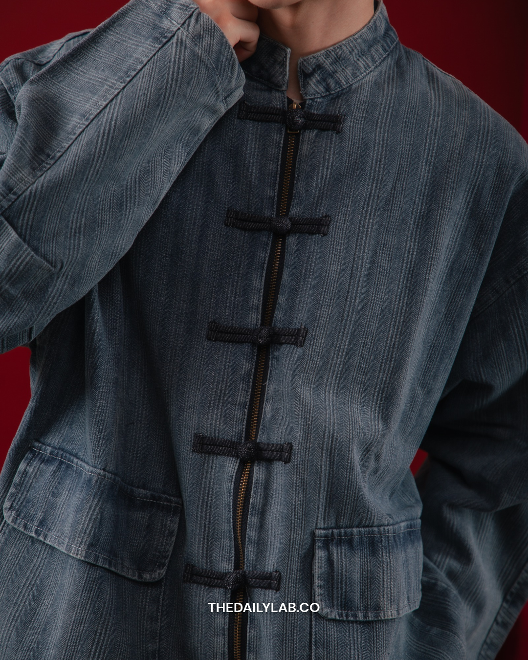 Vintage Chinese Denim Tang Jacket  in Blue