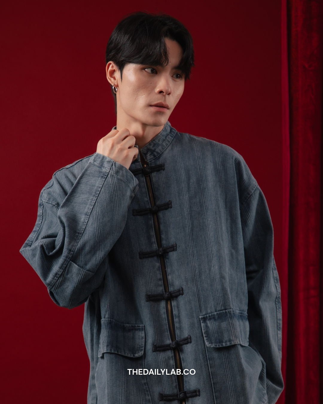 Vintage Chinese Denim Tang Jacket  in Blue
