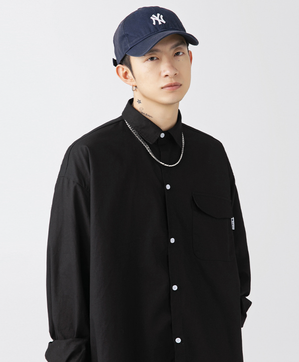 Cotton Buttoned Oversized Shirt in Black – The Daily Lab