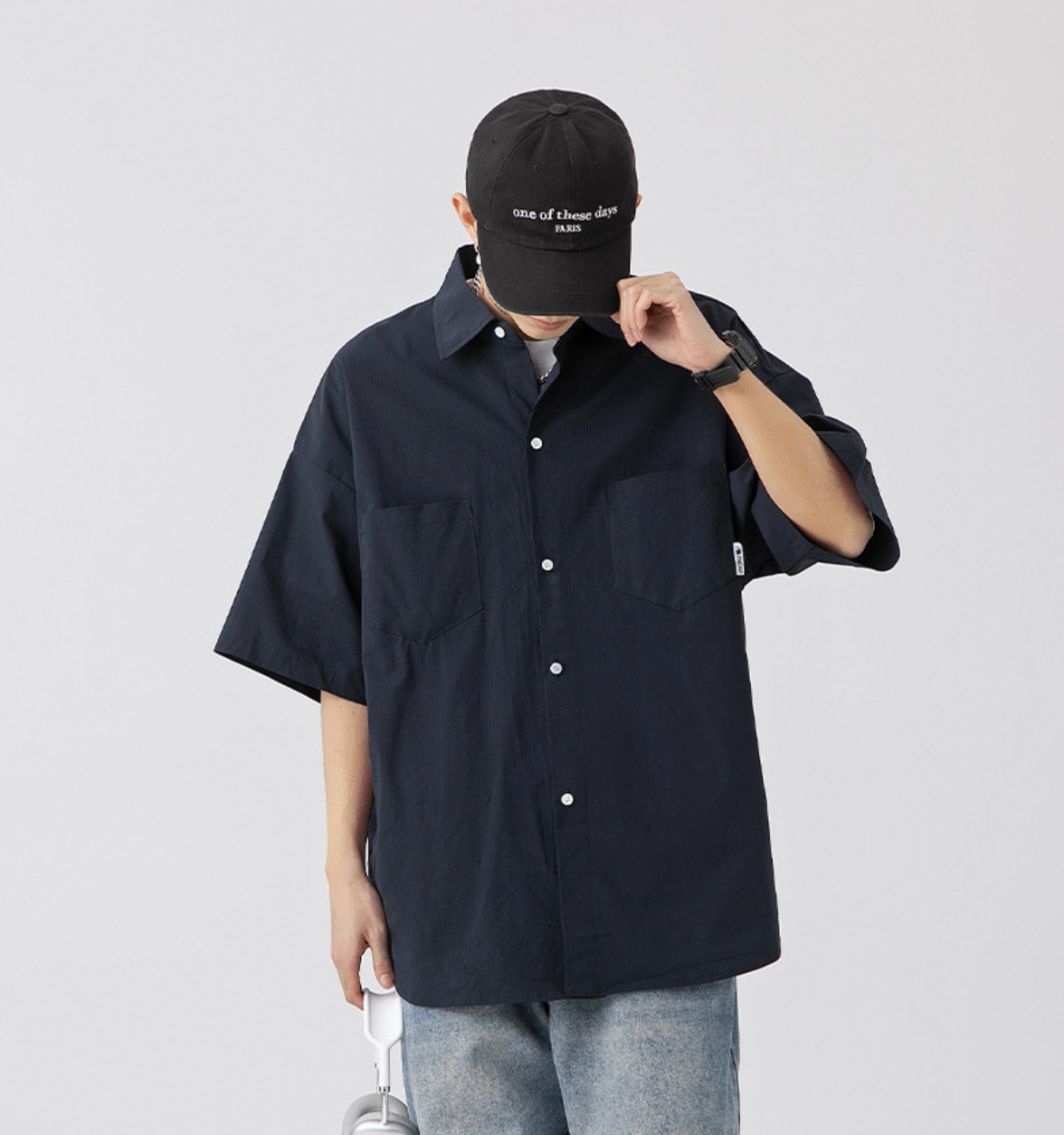 Urban Nylon Buttoned Shirt in Dark Blue – The Daily Lab