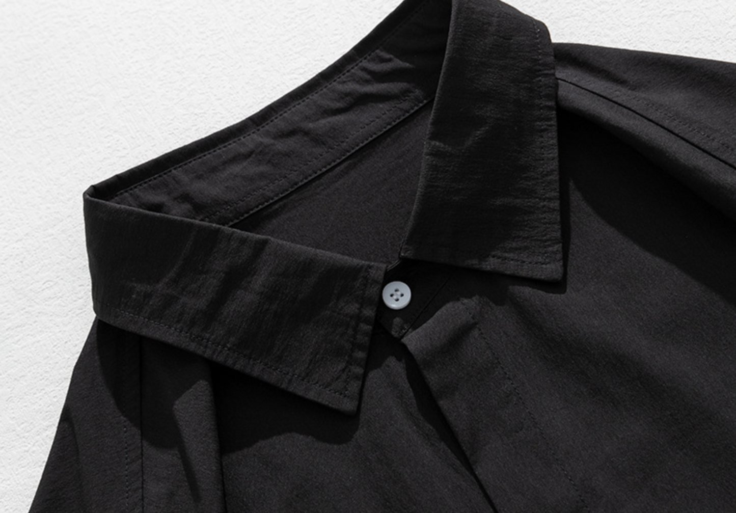 Urban Nylon Buttoned Shirt in Black