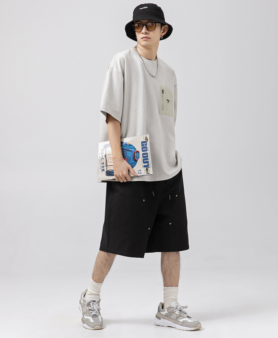 280G MaxPatch Oversized Tee in Light Grey