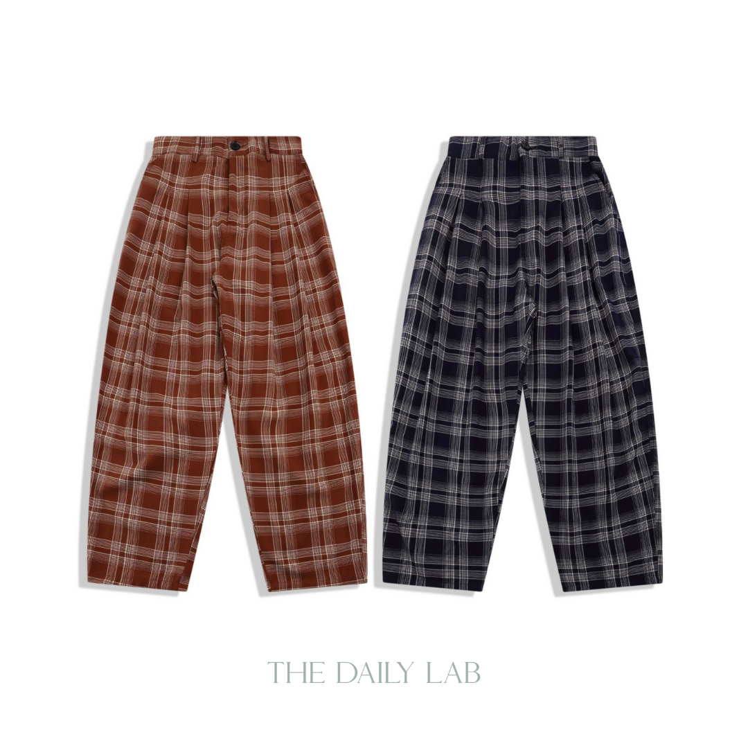 Checkered Wide Long Pants