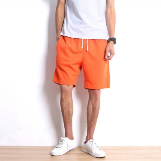 Cotton Drawstring Shorts in Orange