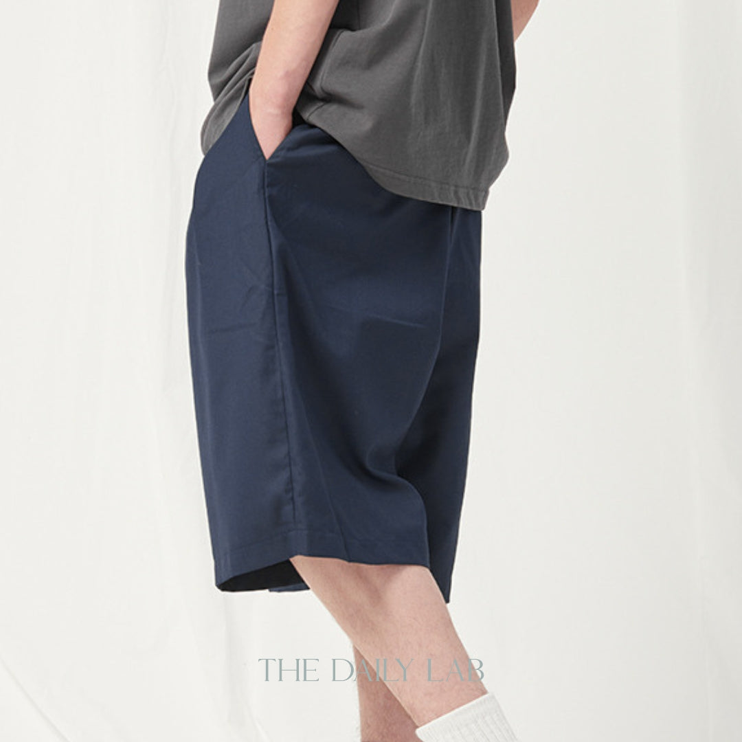 Buttoned Cotton Straight Pants in Blue