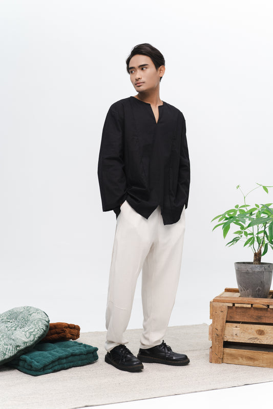 Linen Relaxed Pant in Beige