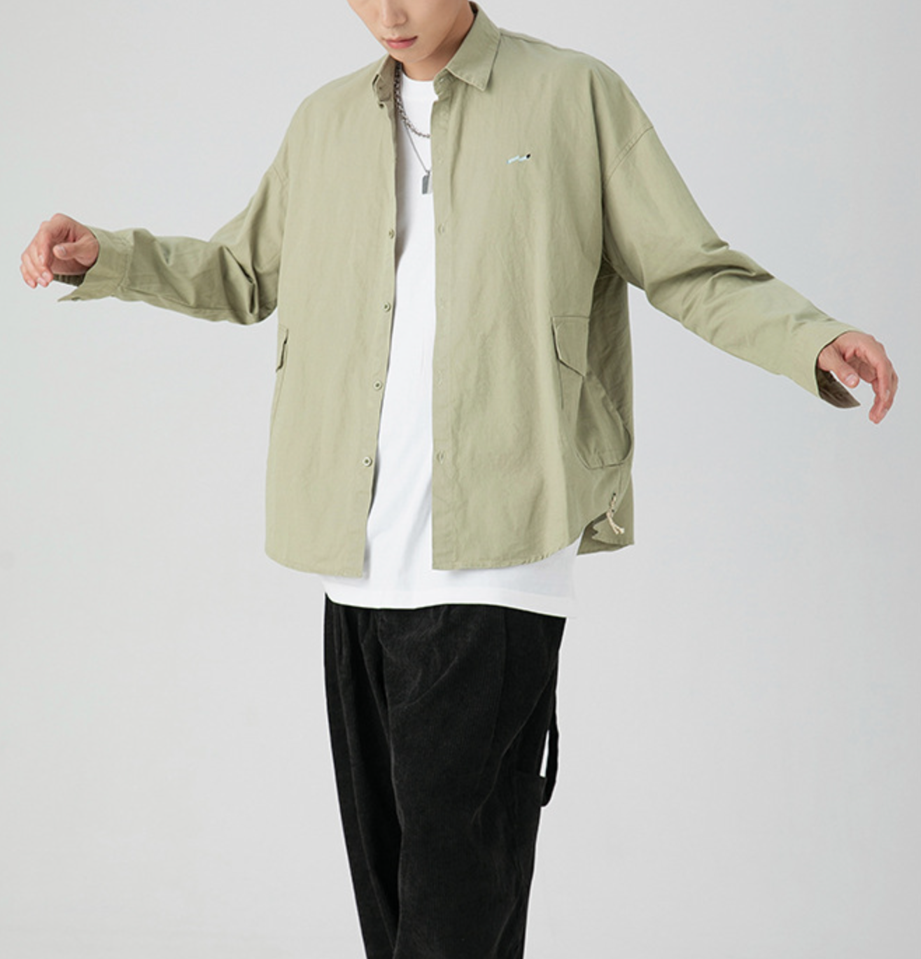 Pocketed Embroidery Overshirt