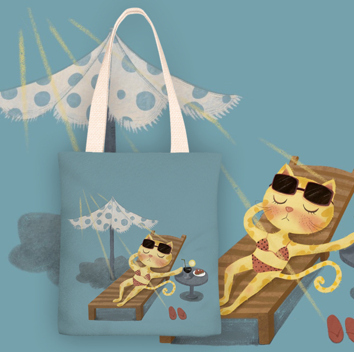 Sunbathing Cat Canvas Bag (Pre-Order)