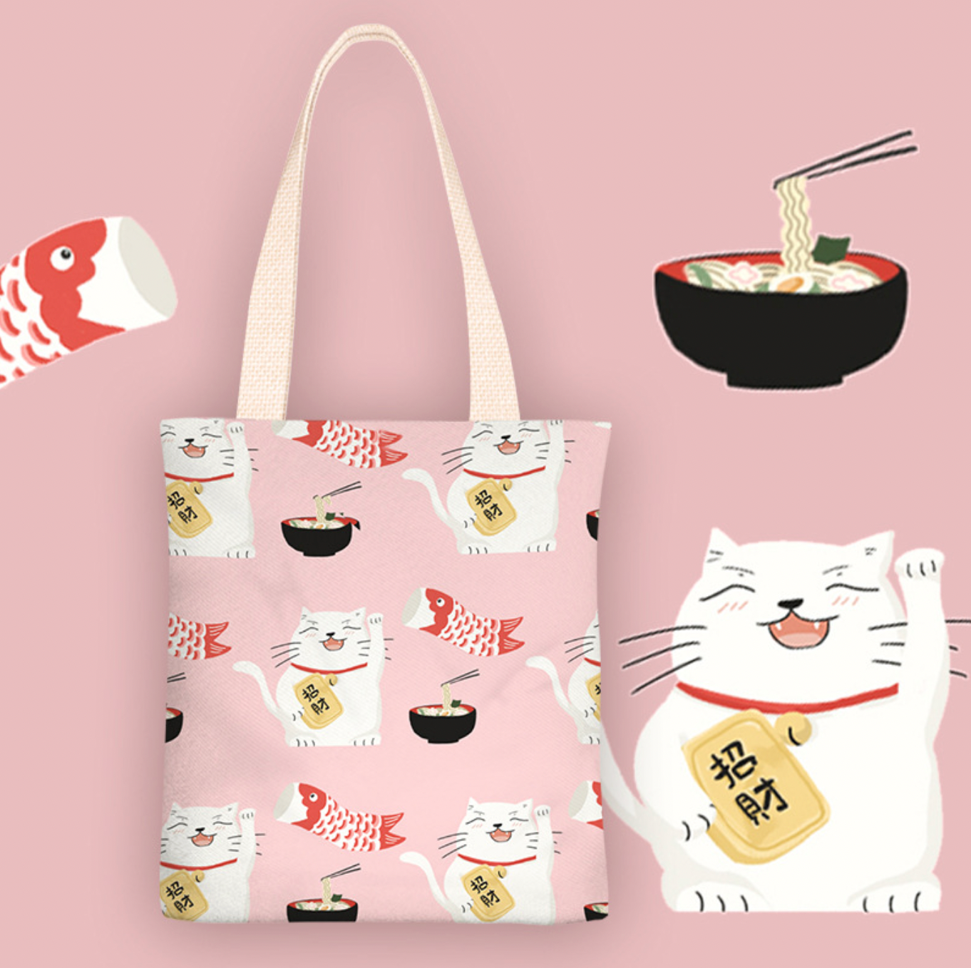 Lucky Cat Canvas Bag (Pre-Order)