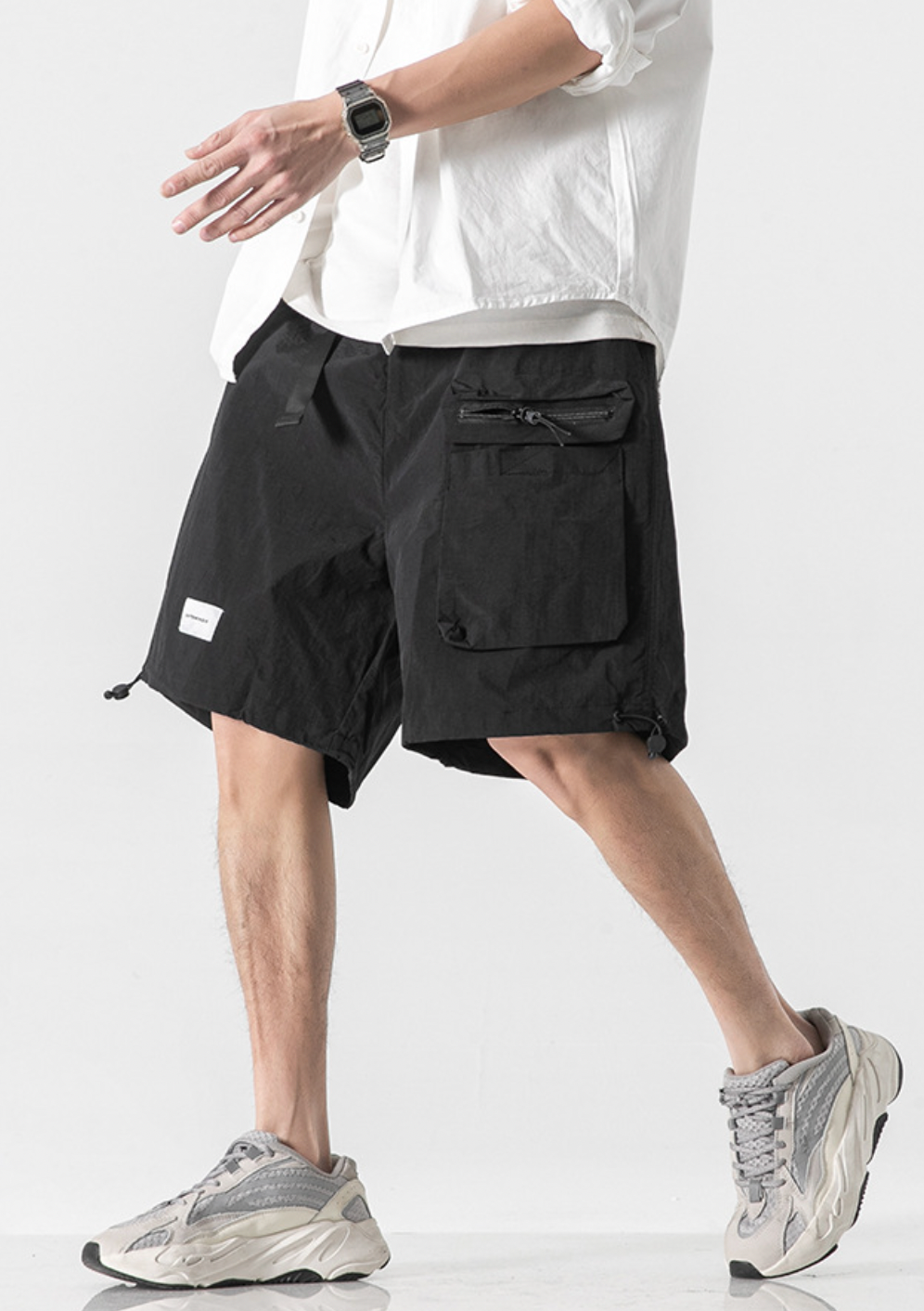Pocketed Cargo Shorts in Black