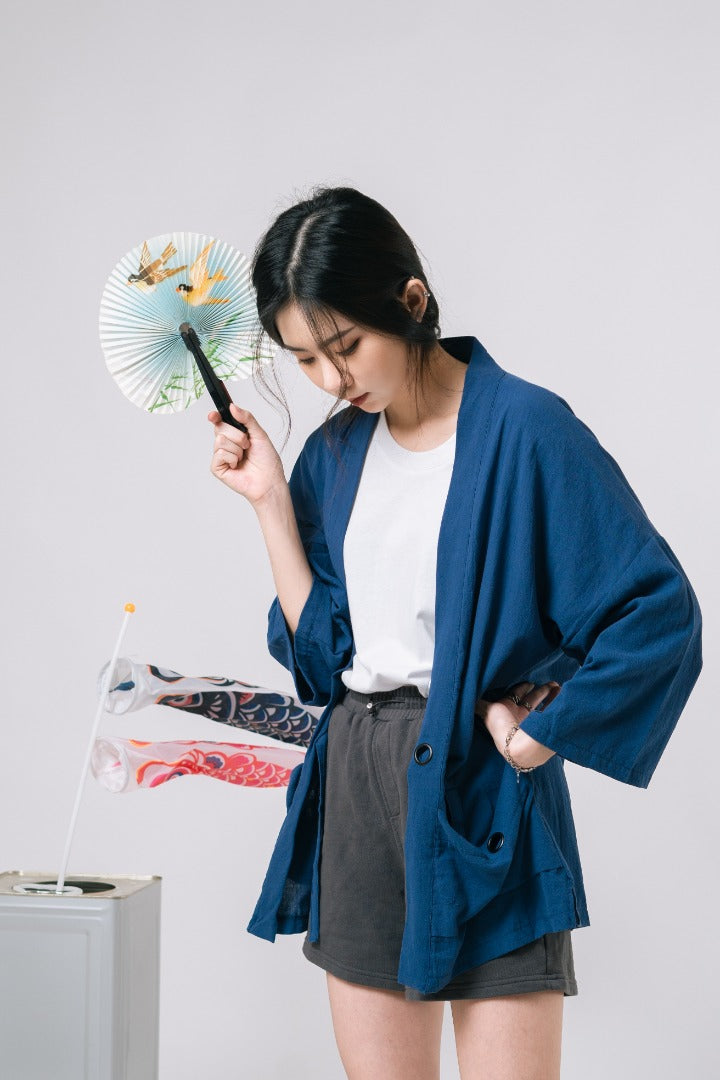 Dark Blue Kimono Overshirt
