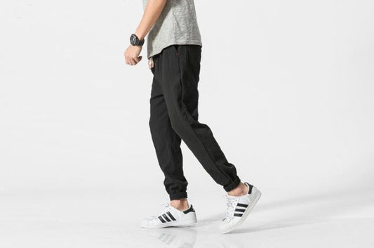 Linen Cuffed Pant in Black