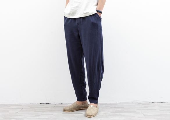 Linen Relaxed Pant in Dark Blue