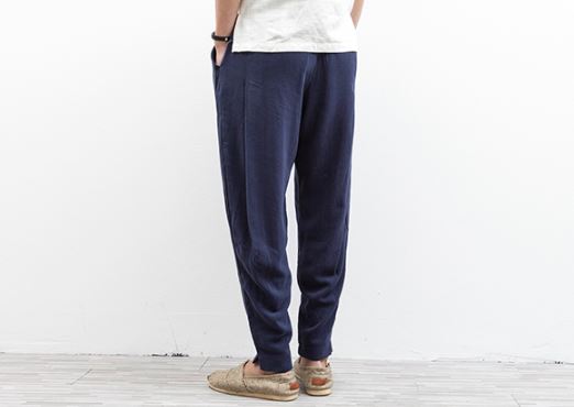 Linen Relaxed Pant in Dark Blue